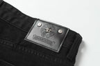 Chrome Hearts White & Blue Leather Cross Patches Jeans