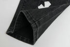 Chrome Hearts Black & White Cross Patch Flame Knee Jeans