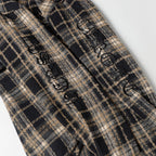 Chrome Hearts Embroidered Leather Cross Detail Flannel Shirt
